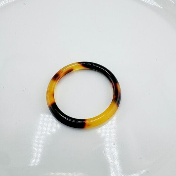 Vintage Brown Tan Band Ring Minimalist Dainty Neutral Preppy Earthy Retro MCM - Picture 5 of 7